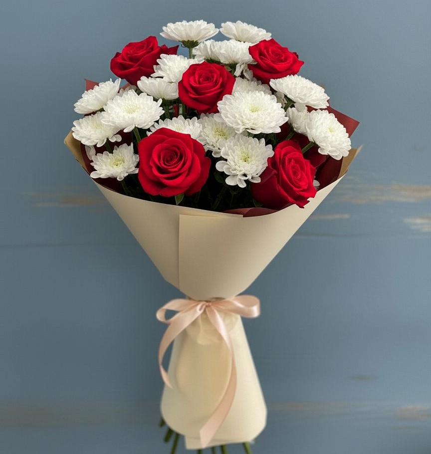 Букет цветов из: Розы и Хризантемы в Березово Воронежской области