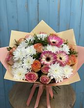 Букет цветов из:  Розы, Герберы и Хризантемы в Березово Воронежской области