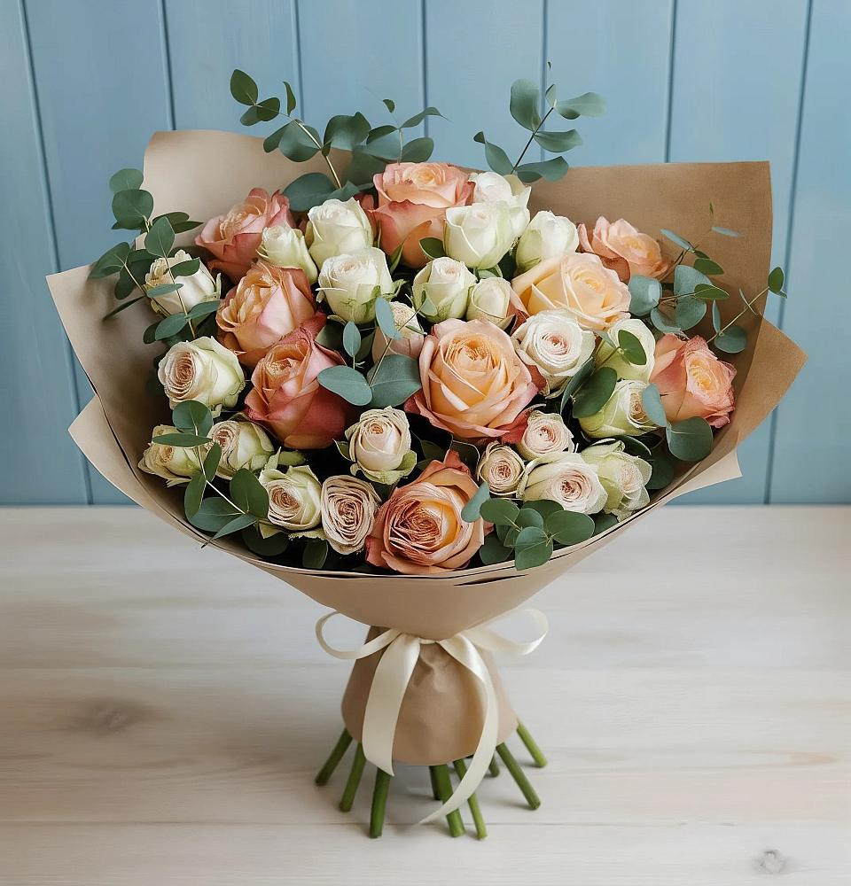 Букет цветов из: Альстромерии и Розы в Березово Воронежской области