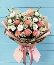 Букет цветов из:  Розы, Альстромерии и Лизиантусы в Березово Воронежской области