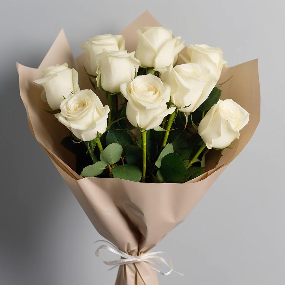 Букет 9 Белых роз Эдлесс Лав в Березово Воронежской области