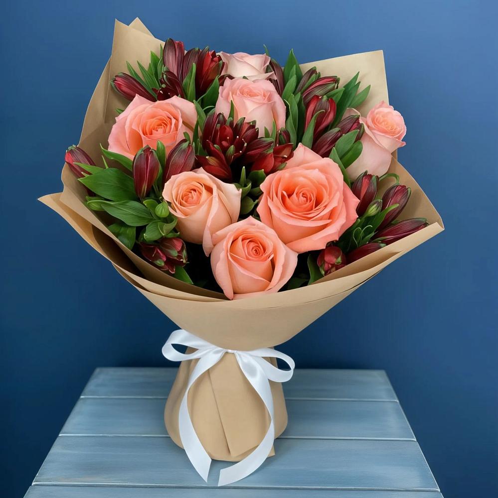 Букет цветов из: Розы и Альстромерии в Березово Воронежской области