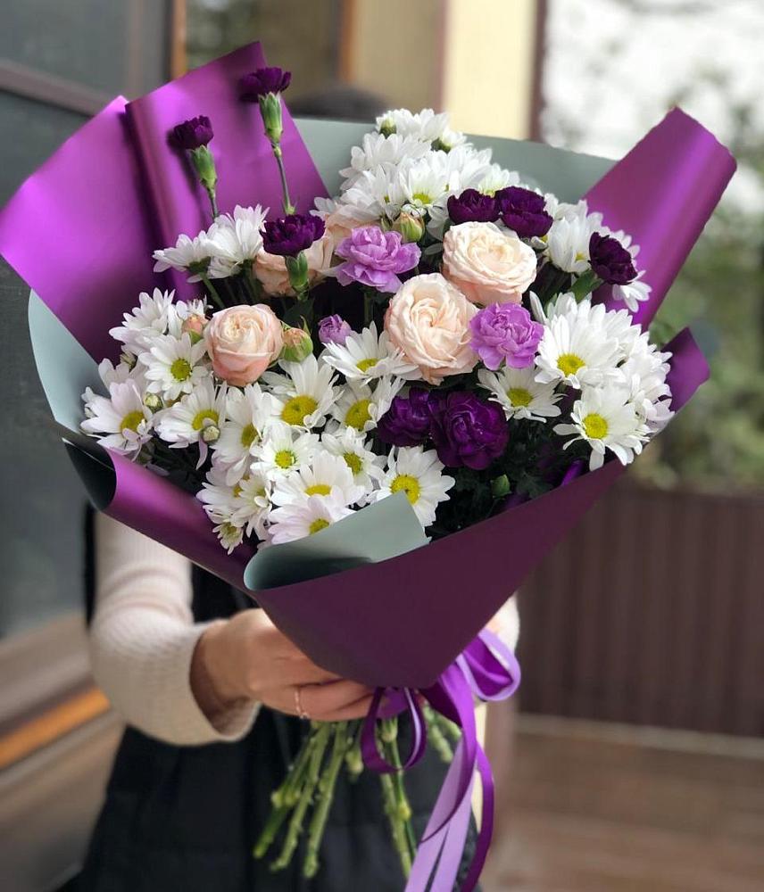 Букет цветов из: Хризантемы, Гвоздики и Розы в Березово Воронежской области
