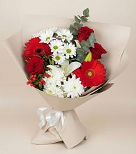 Букет цветов из:  Розы, Хризантемы, Герберы и Лилии #REPLACE_PRED# Березово Воронежской области