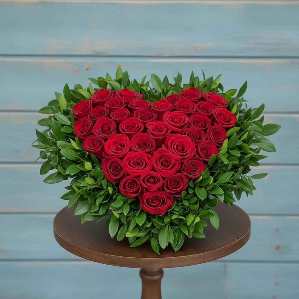 Цветочная композиция из Розы в виде сердца в Березово Воронежской области