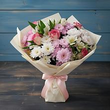 Букет цветов из:  Хризантемы, Альстромерии и Розы #REPLACE_PRED# Березово Воронежской области