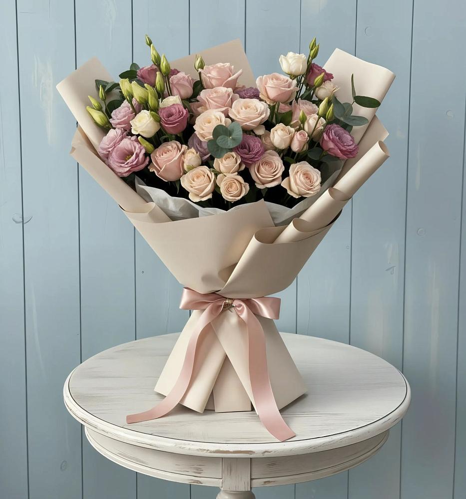 Букет цветов из: Розы и Лизиантусы в Березово Воронежской области