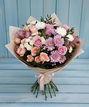 Букет цветов из:  Хризантемы, Розы и Альстромерии в Березово Воронежской области