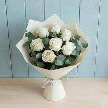 Букет Белые розы в Эвкалипте в Березово Воронежской области