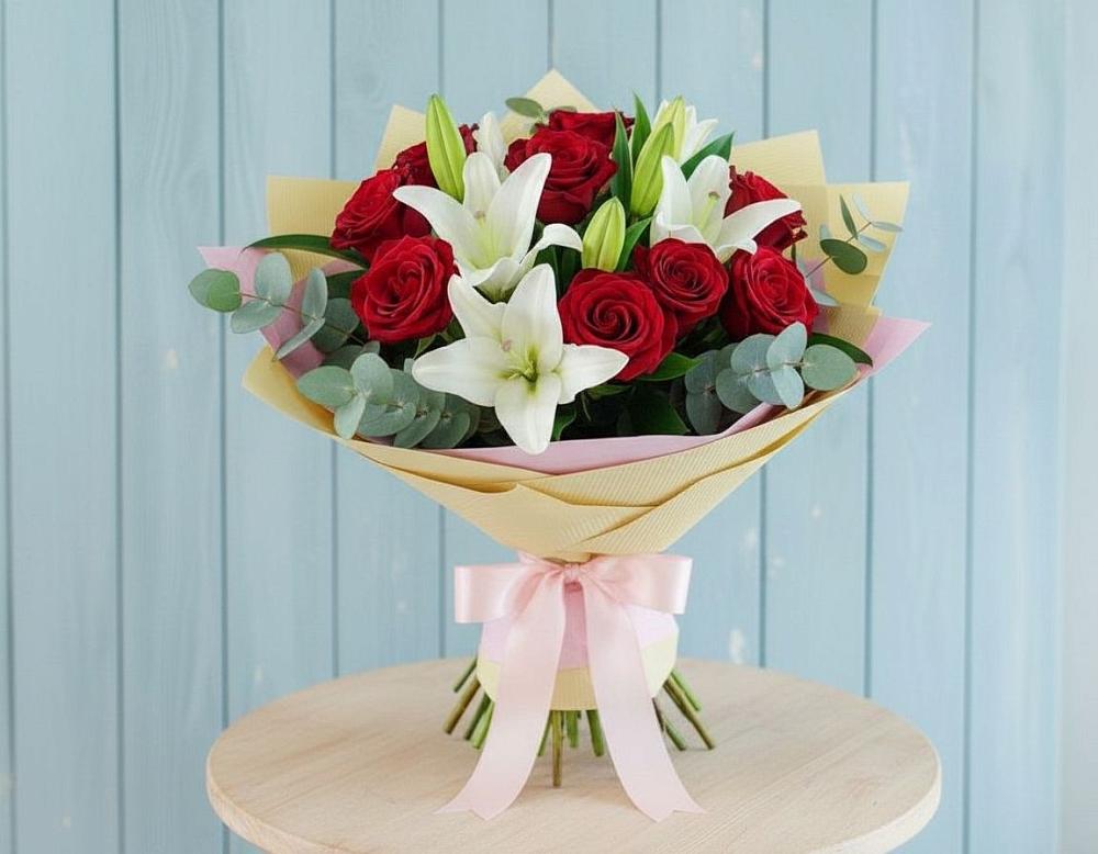Букет цветов из: Лилии и Розы в Березово Воронежской области